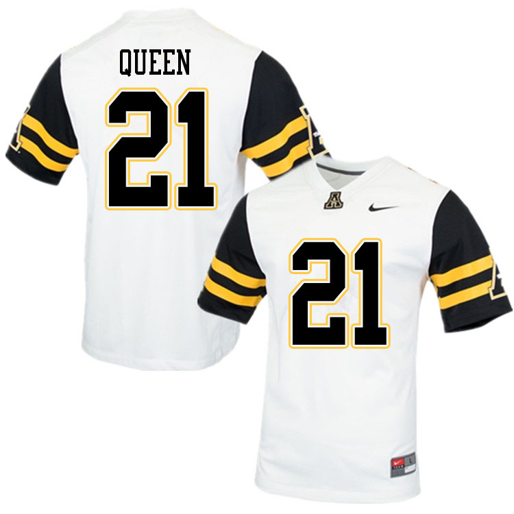 Men #21 Michael Queen Appalachian State Mountaineers College Football Jerseys Sale-White - Click Image to Close